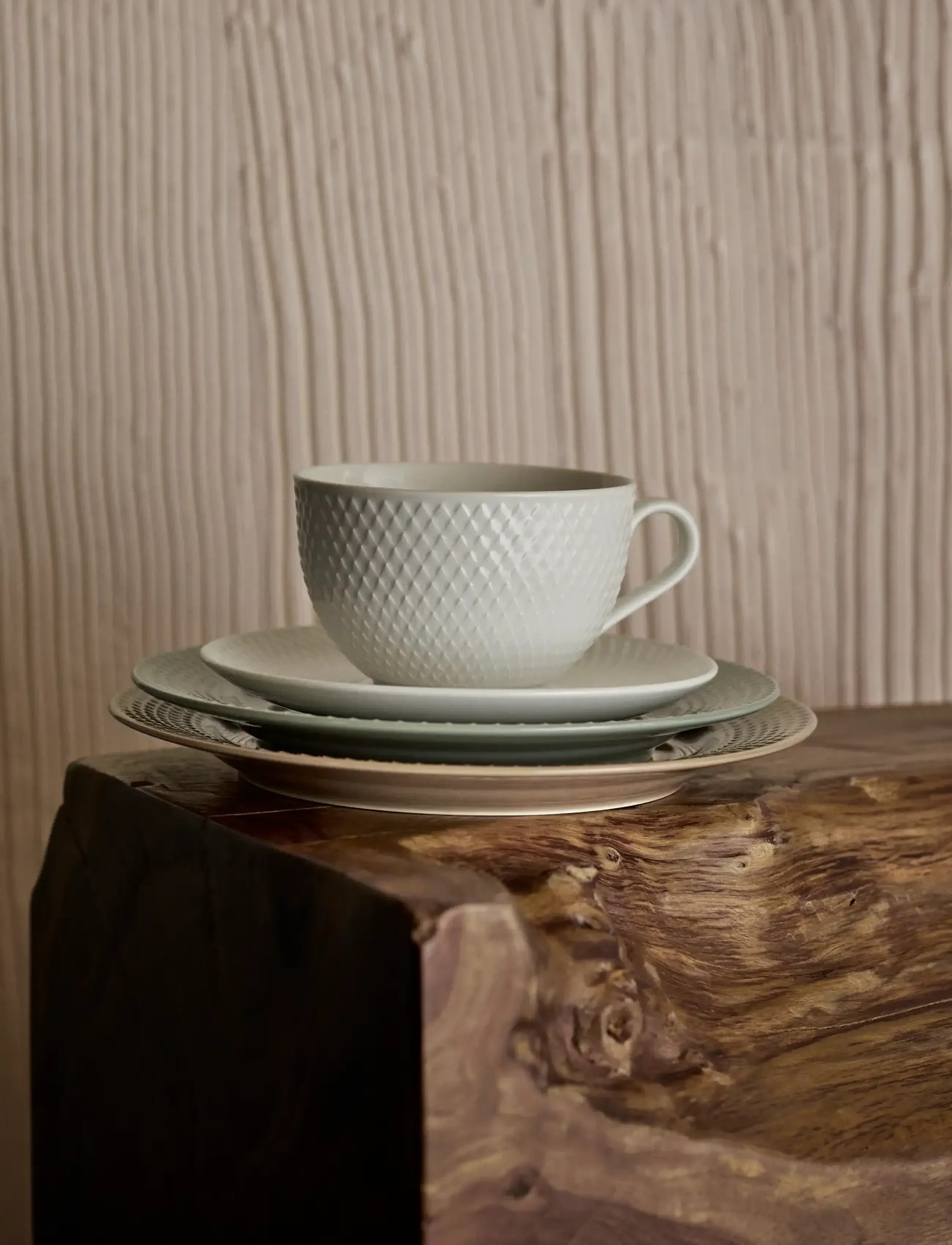 Lyngby Porcelæn - Rhombe Earth Lunchtallrik Ø23 cm clay - assietter - clay - 3