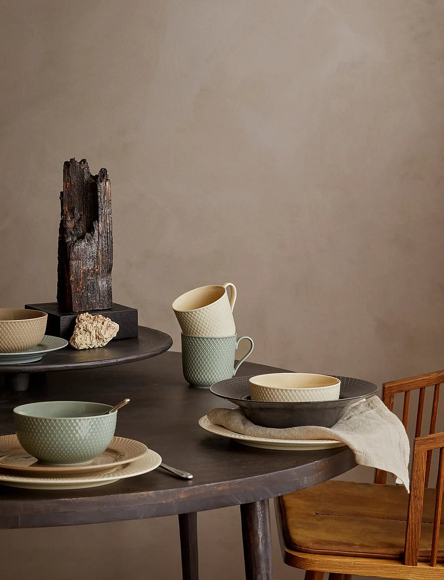 Lyngby Porcelæn - Rhombe Earth Lunchtallrik Ø23 cm clay - assietter - clay - 4