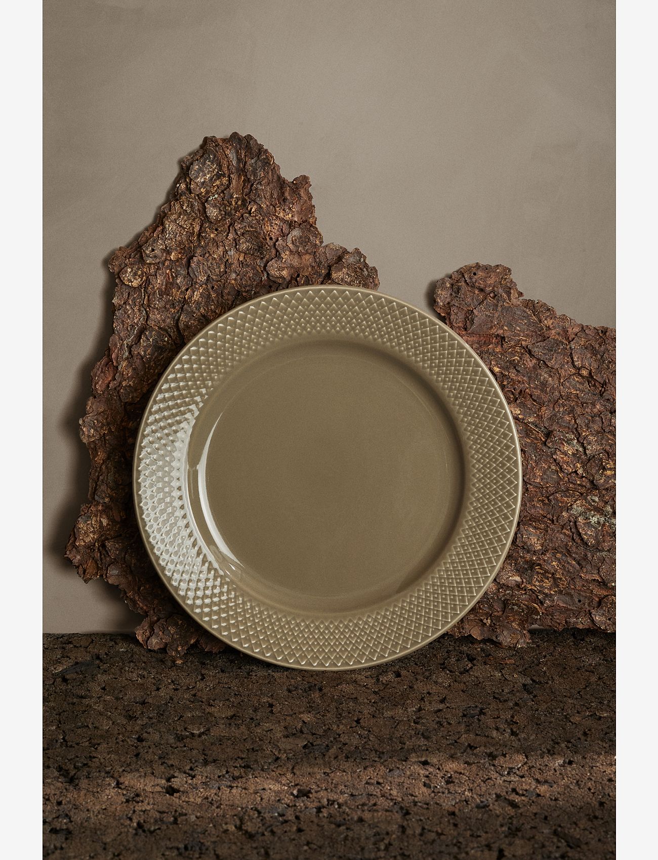 Lyngby Porcelæn - Rhombe Earth Frokosttallerken Ø23 cm clay - asietter - clay - 3