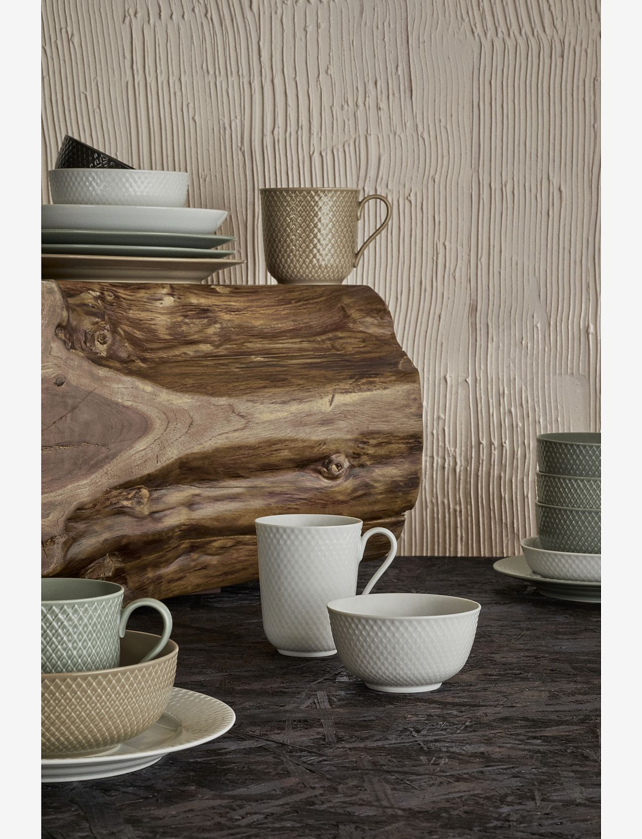 Lyngby Porcelæn - Rhombe Earth Bowl Ø13 cm moss - osta hinna alusel - moss - 5