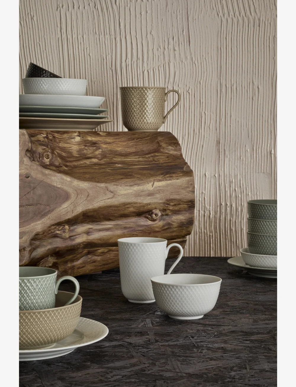 Lyngby Porcelæn - Rhombe Earth Bowl Ø13 cm moss - müslischalen - moss - 5