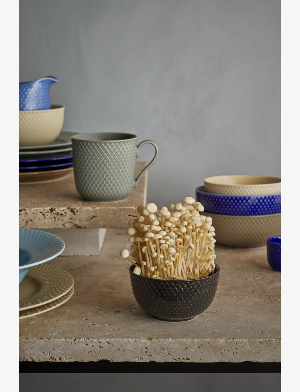 Lyngby Porcelæn - Rhombe Earth Skål Ø11 cm slate - morgenmadsskåle - slate - 5