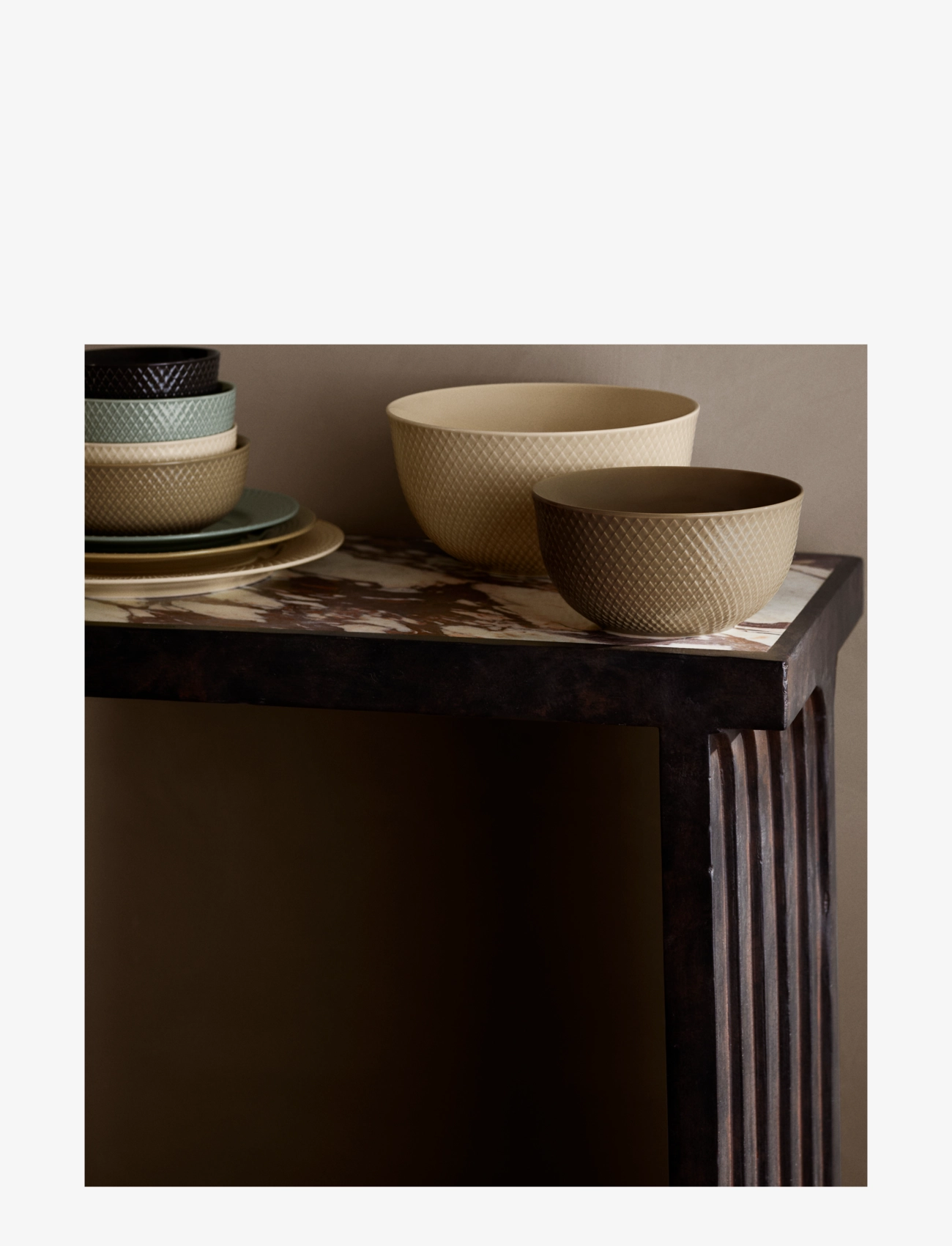 Lyngby Porcelæn - Rhombe Earth Serving bowl Ø17.5 cm clay - saladiers de service - clay - 5