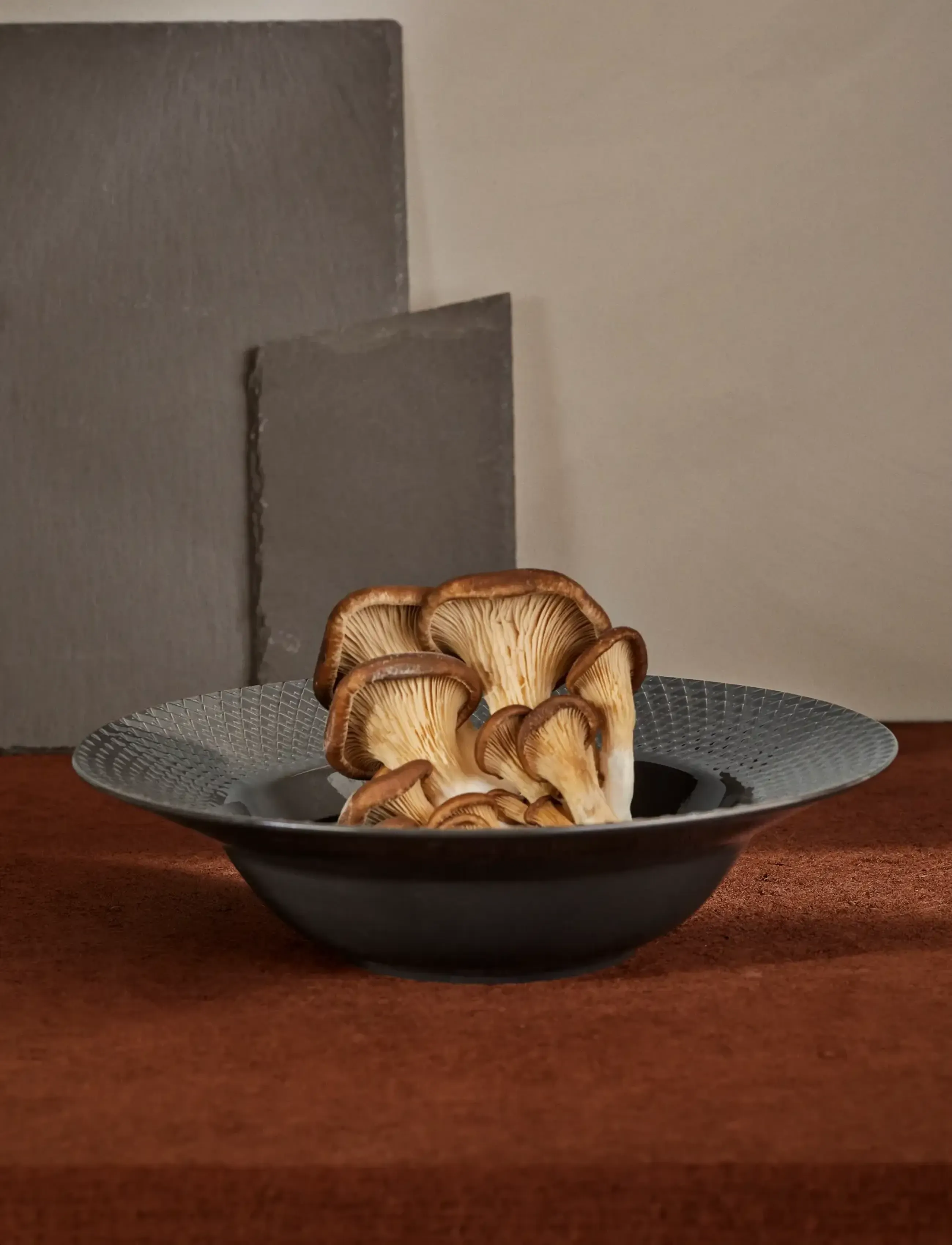 Lyngby Porcelæn Rhombe Earth Soup Plate Ø24.5 Cm Slate,,,Schwarz Gr.Ø 24.5 CM
