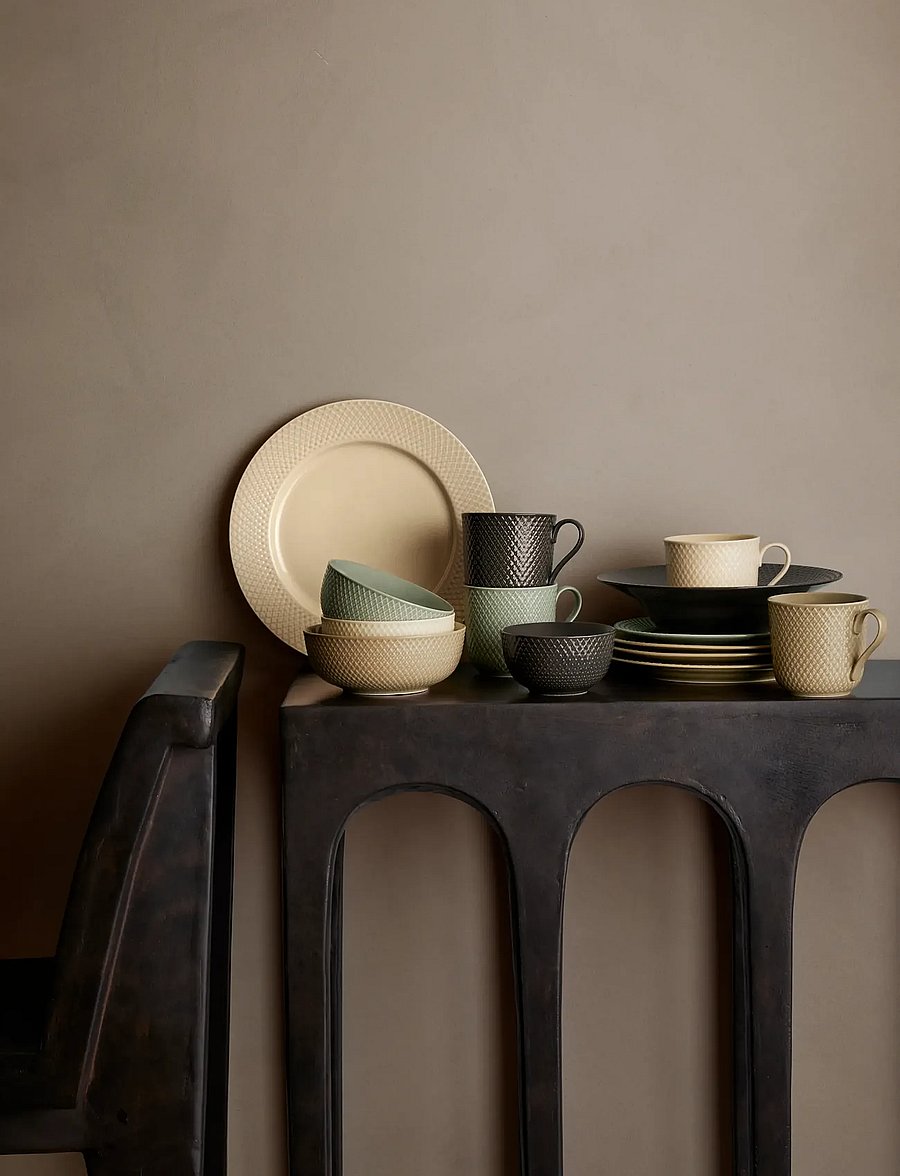 Lyngby Porcelæn - Rhombe Earth Djuptallrik Ø24.5 cm slate - djupa tallrikar - slate - 3
