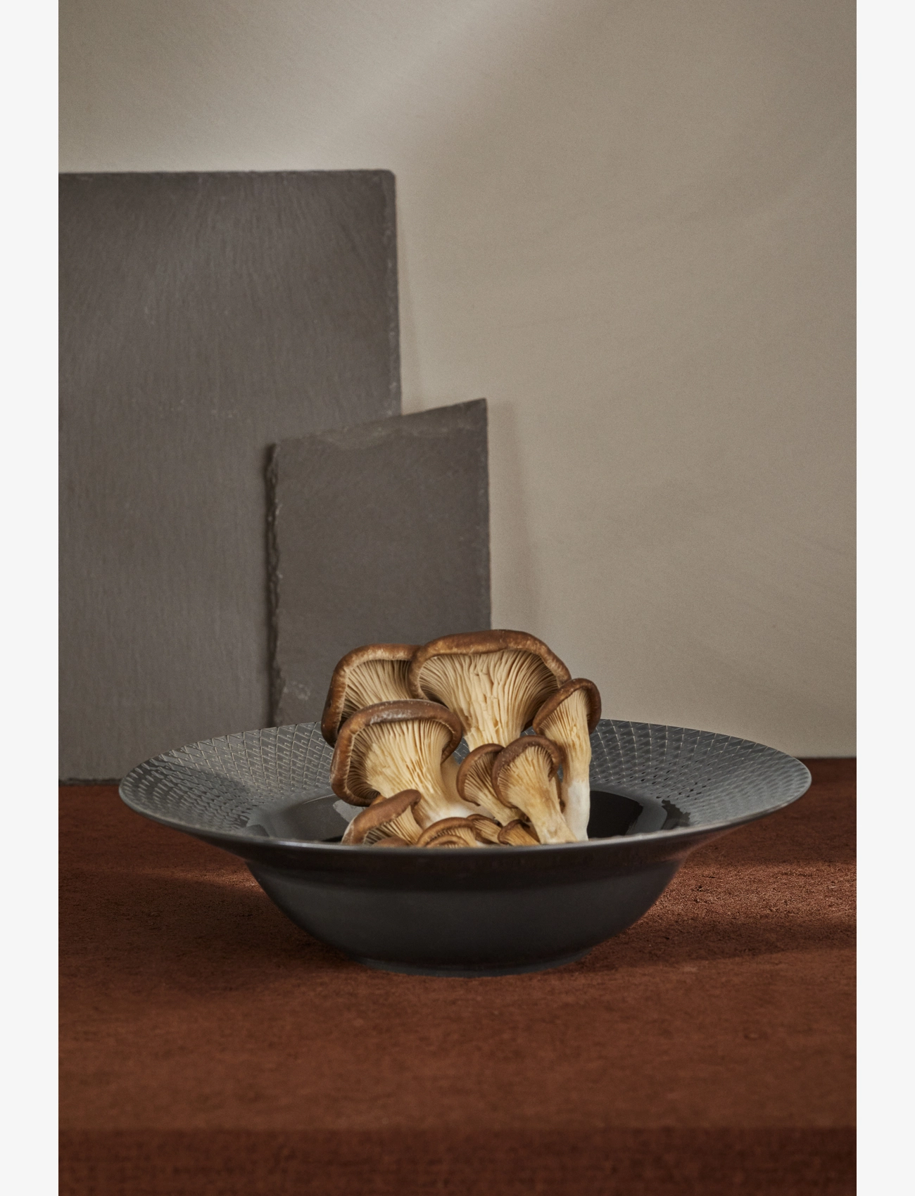 Lyngby Porcelæn - Rhombe Earth Soup plate Ø24.5 cm slate - assiettes creuses - slate - 4