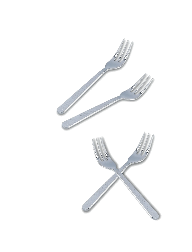 Lyngby Porcelæn - Rhombe Kagegaffel stål 4 stk. - gafler - steel - 1