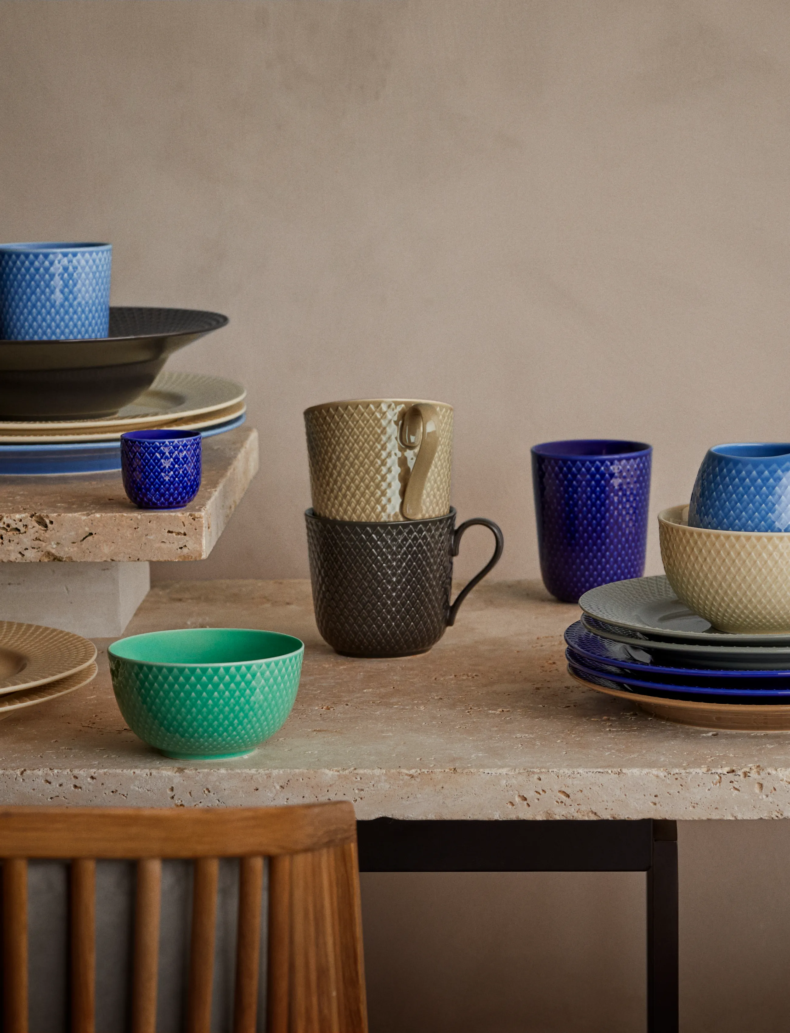 Lyngby Porcelæn - Rhombe Color Skål - serveringsskålar - green - 2