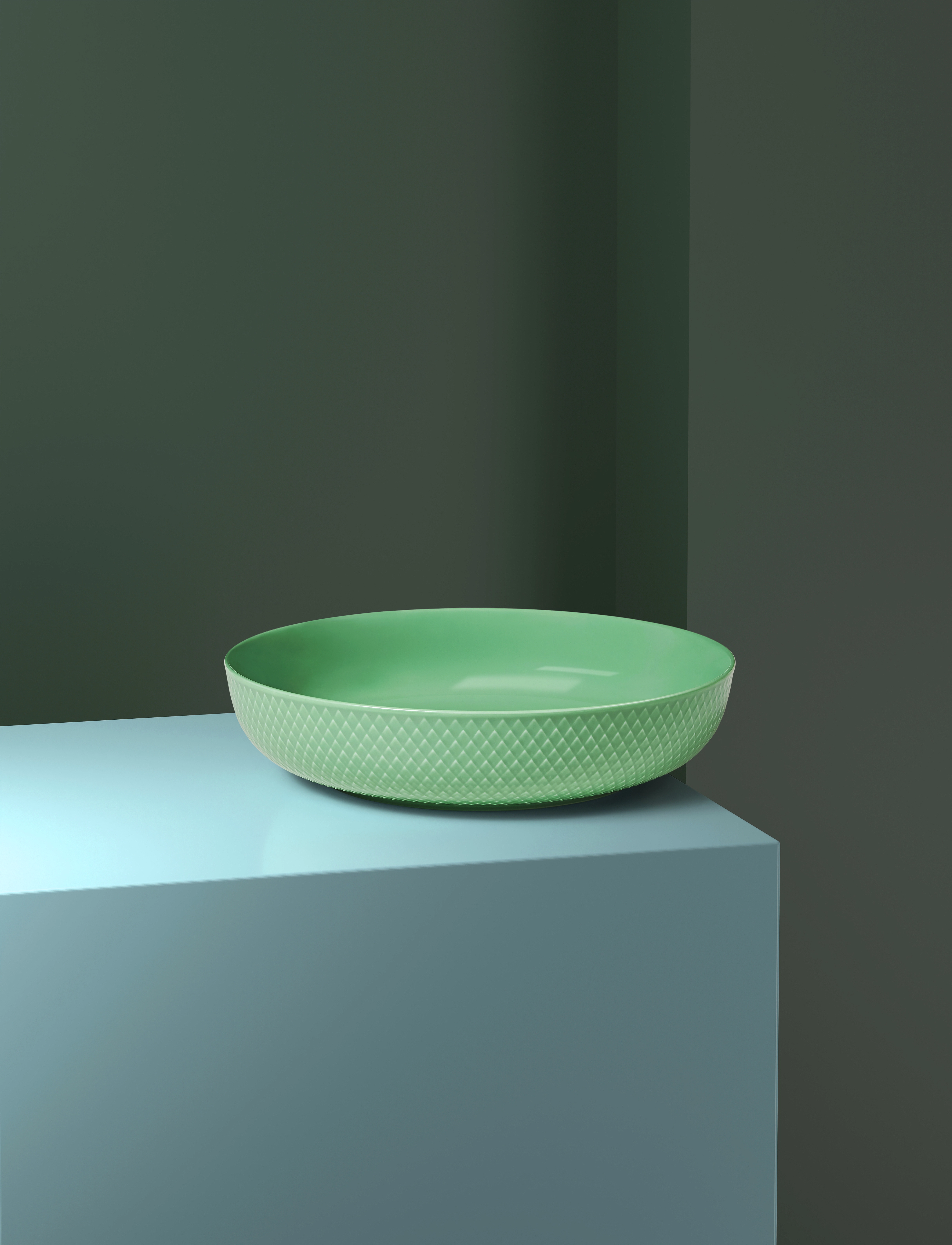 Lyngby Porcelæn Rhombe Color Serveringsskål Ø28 Cm Grøn, 28 cm, Bowls & Serving Dishes, Grün - Bowls, Homeware