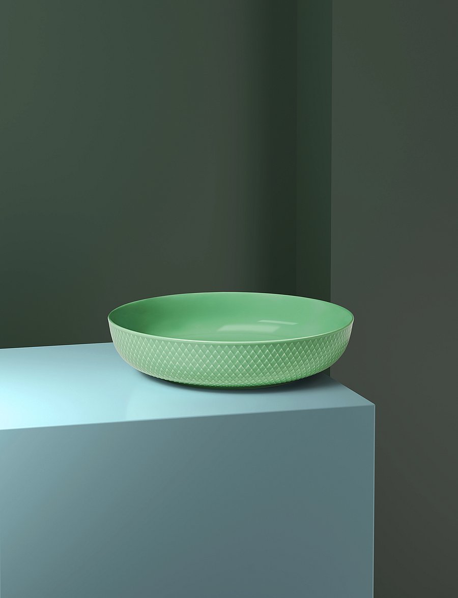 Lyngby Porcelæn - Rhombe Color Serveringsskål Ø28 cm grøn - serveringsskåle - green - 0
