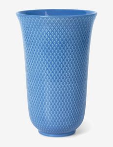 Rhombe Color Vase H20 blue porcelain, Lyngby Porcelæn