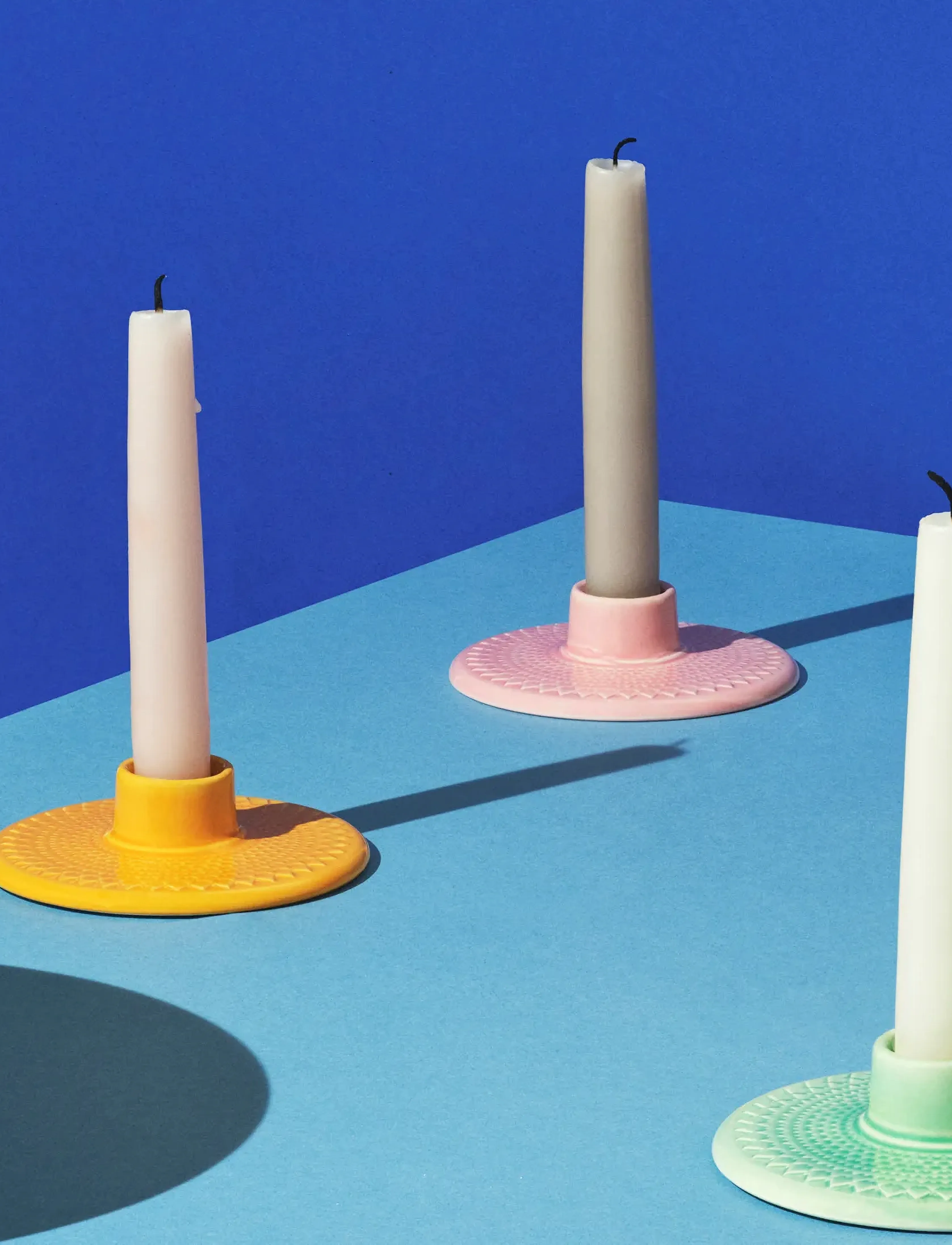 Lyngby Porcelæn Rhombe Color Kronelysestage H3 Rosa, H:3 cm, Candlesticks & Lanterns, Rosa - Candlesticks, Homeware