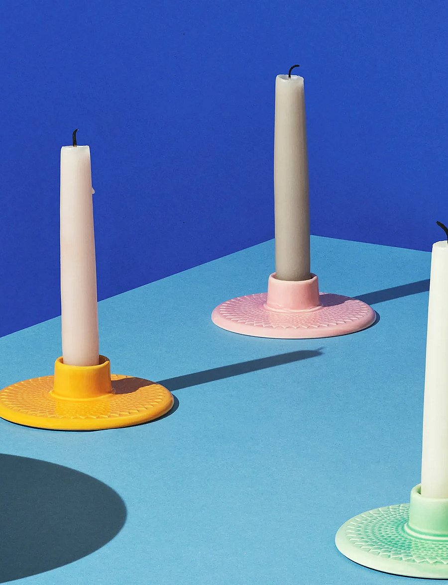 Lyngby Porcelæn - Rhombe Color Candle holder H3 rose - kerzenständer - rose - 0