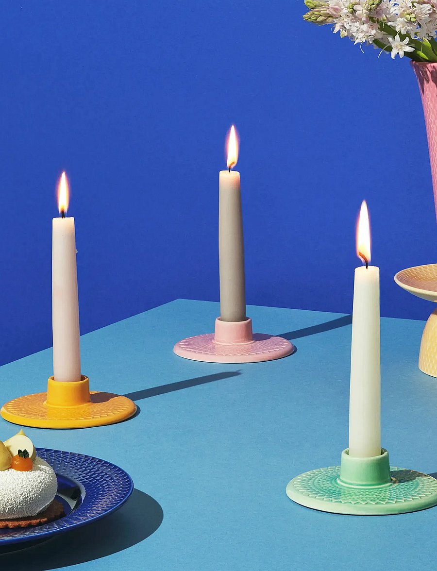 Lyngby Porcelæn - Rhombe Color Candle holder H3 green - kerzenständer - green - 0