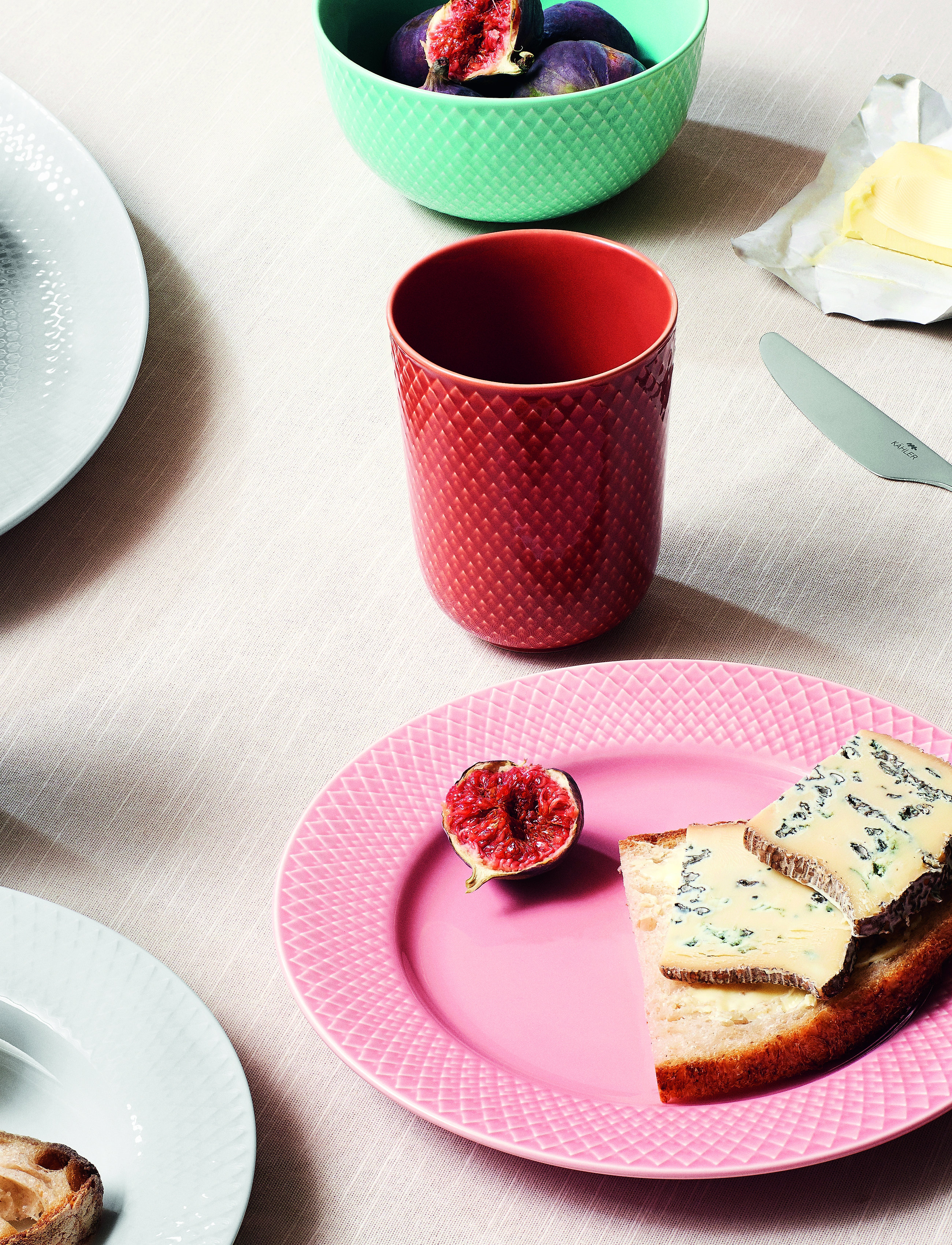 Lyngby Porcelæn - Rhombe Color Lunch plate - assiettes à dessert - rose - 4