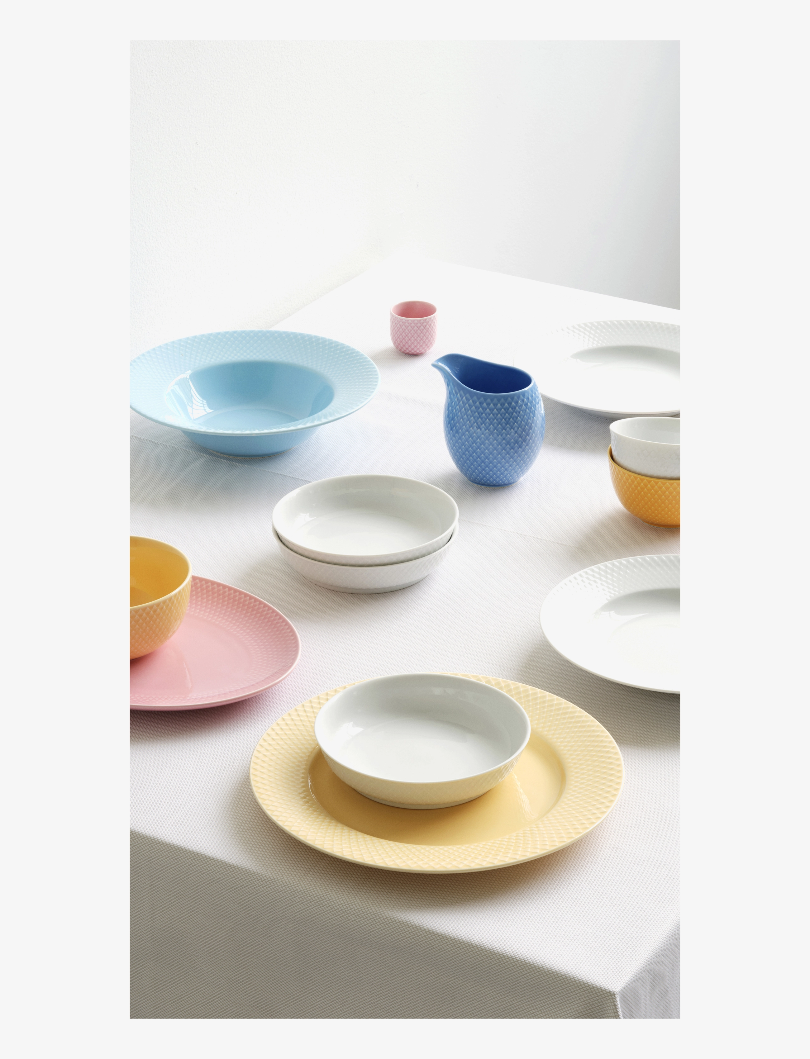 Lyngby Porcelæn - Rhombe Dessert plate Ø16 cm white - diepe borden - white - 4