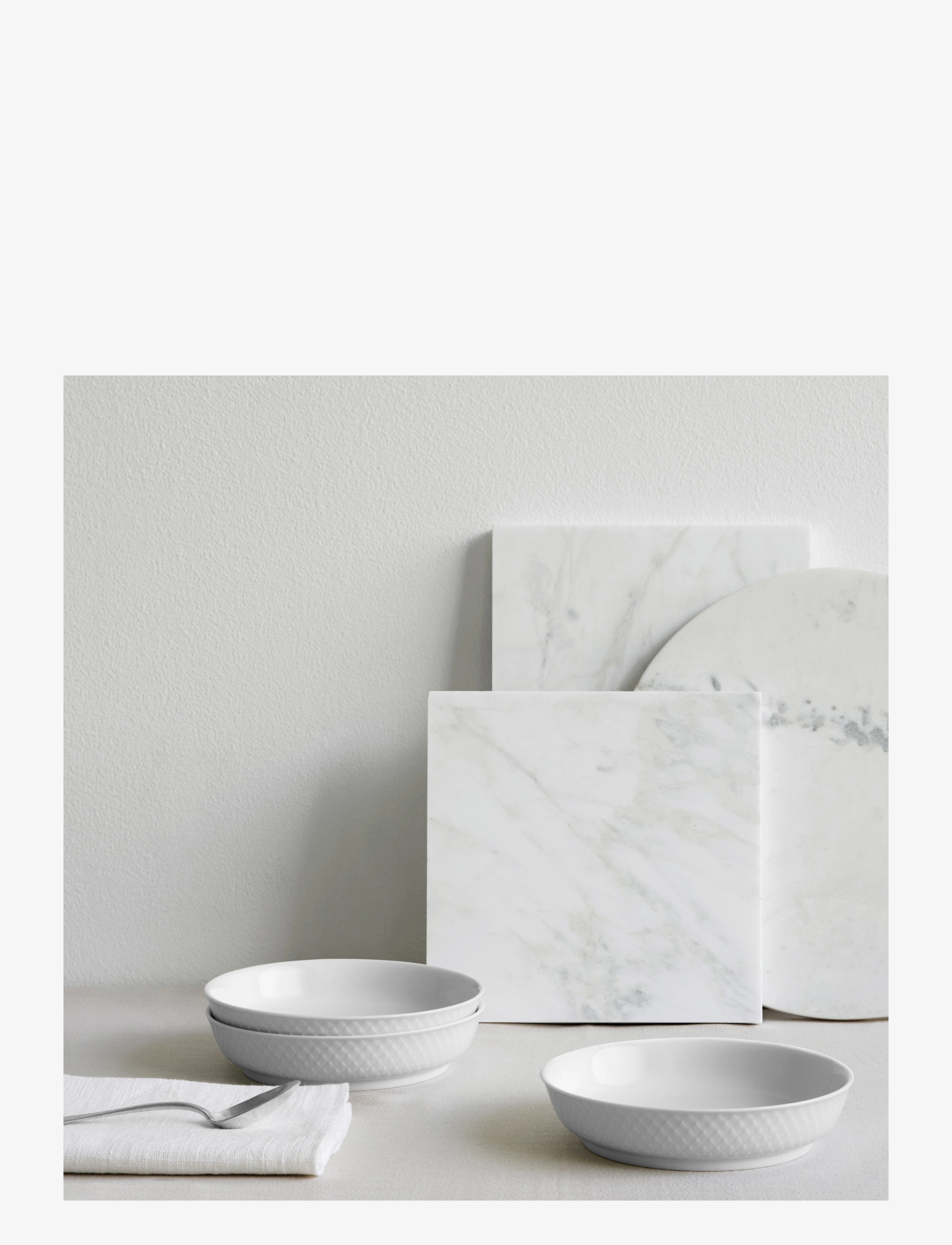 Lyngby Porcelæn - Rhombe Dessert plate Ø16 cm white - diepe borden - white - 5