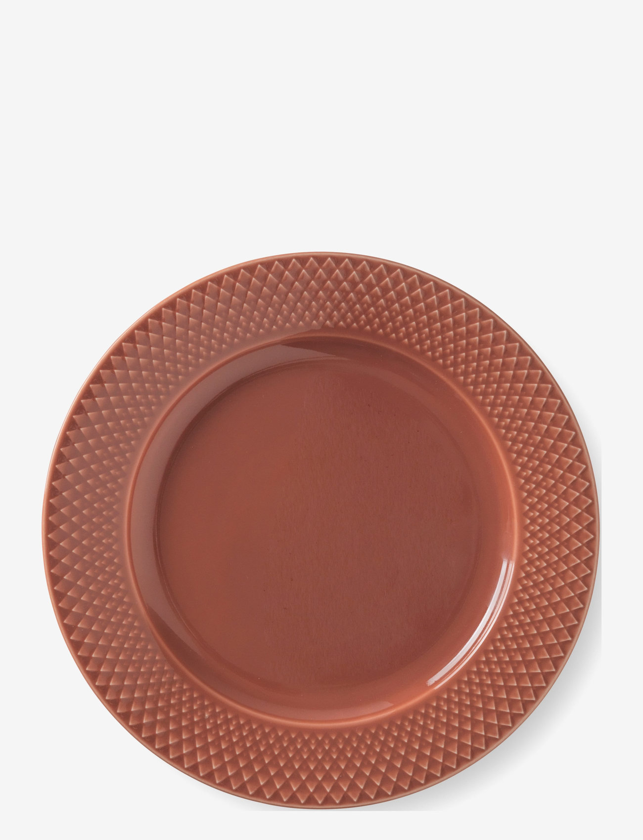 Lyngby Porcelæn - Rhombe Color Lunch plate - alhaisimmat hinnat - terracotta - 1