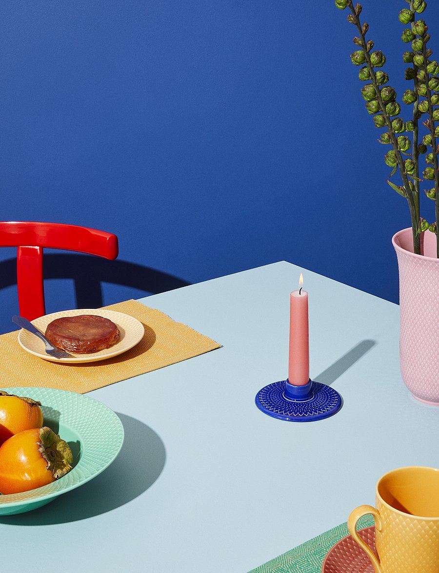 Lyngby Porcelæn - Rhombe Color Candle holder H3 cm dark blue - kerzenständer - dark blue - 0
