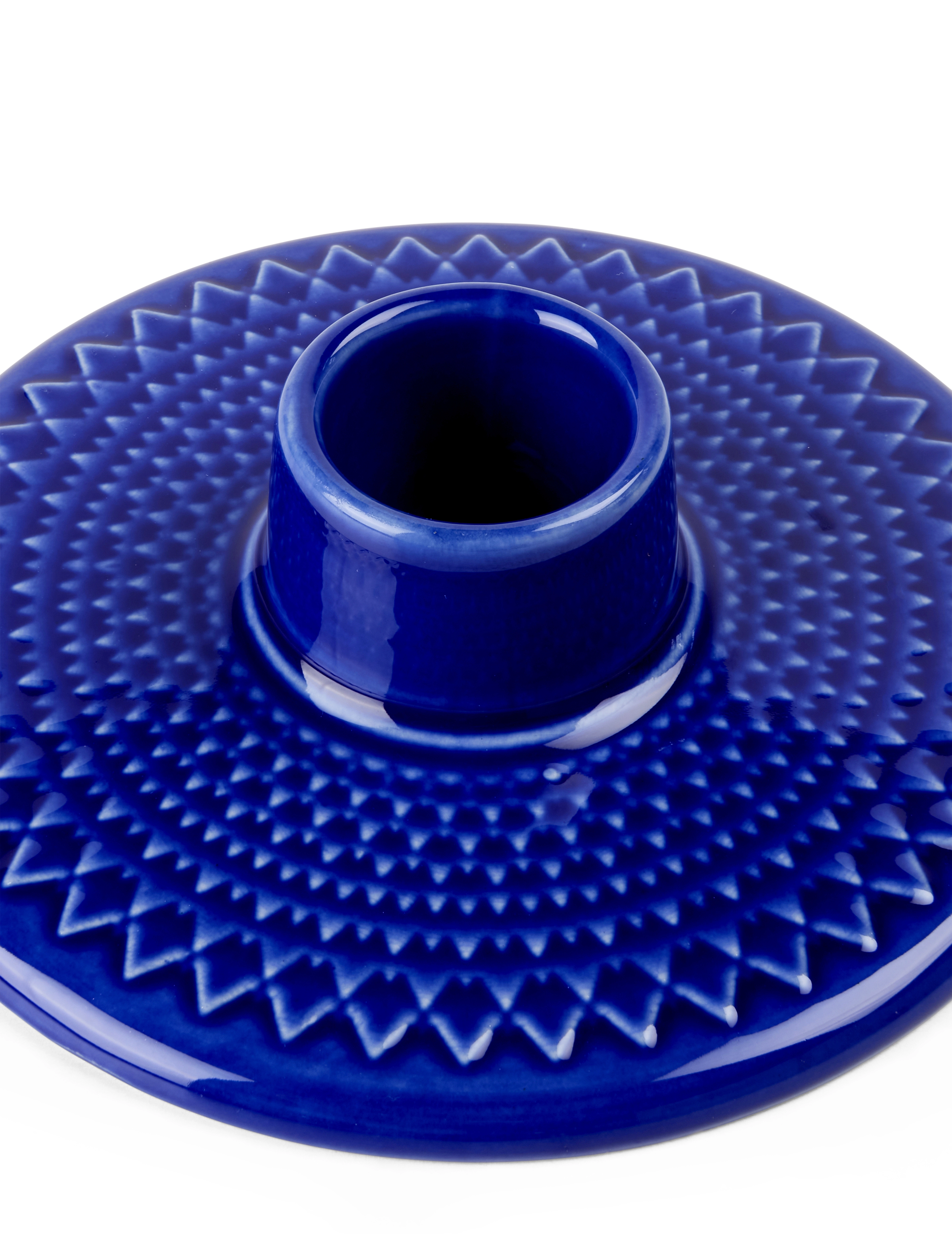 Lyngby Porcelæn - Rhombe Color Candle holder H3 cm dark blue - kerzenständer - dark blue - 4