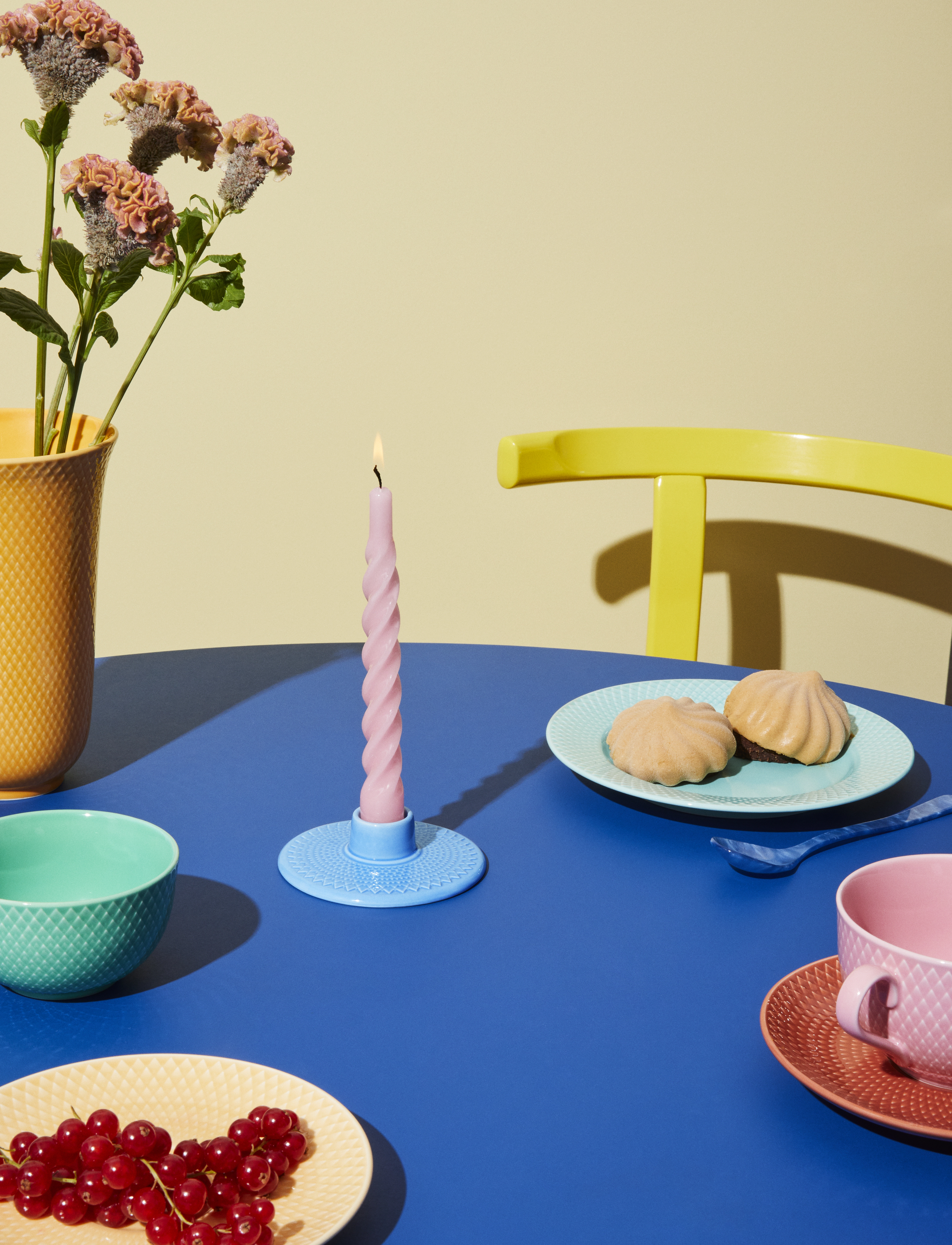 Lyngby Porcelæn Rhombe Color Kronelysestage H3 Cm Blå, 3 cm, Candlesticks & Lanterns, Blau - Candlesticks, Homeware