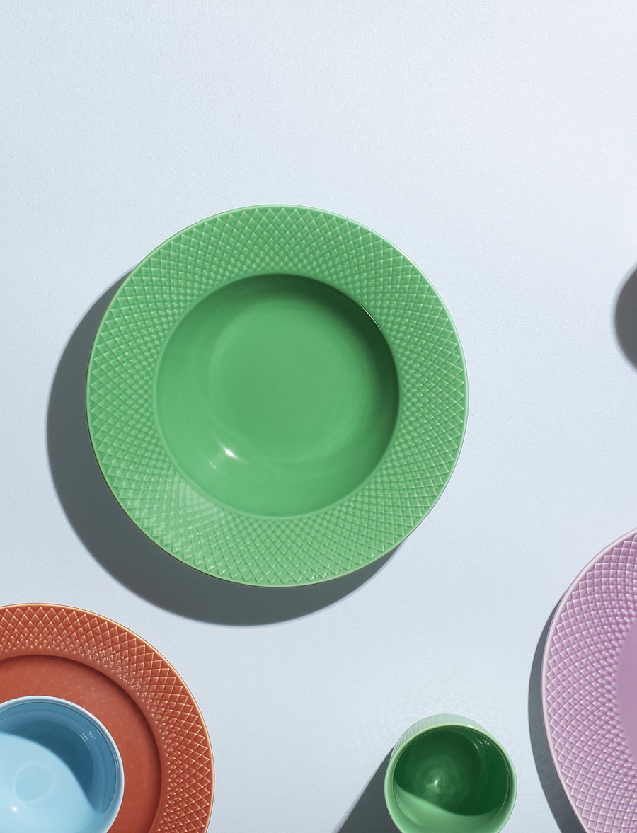 Lyngby Porcelæn - Rhombe Color Soup plate - nudelteller - green - 4