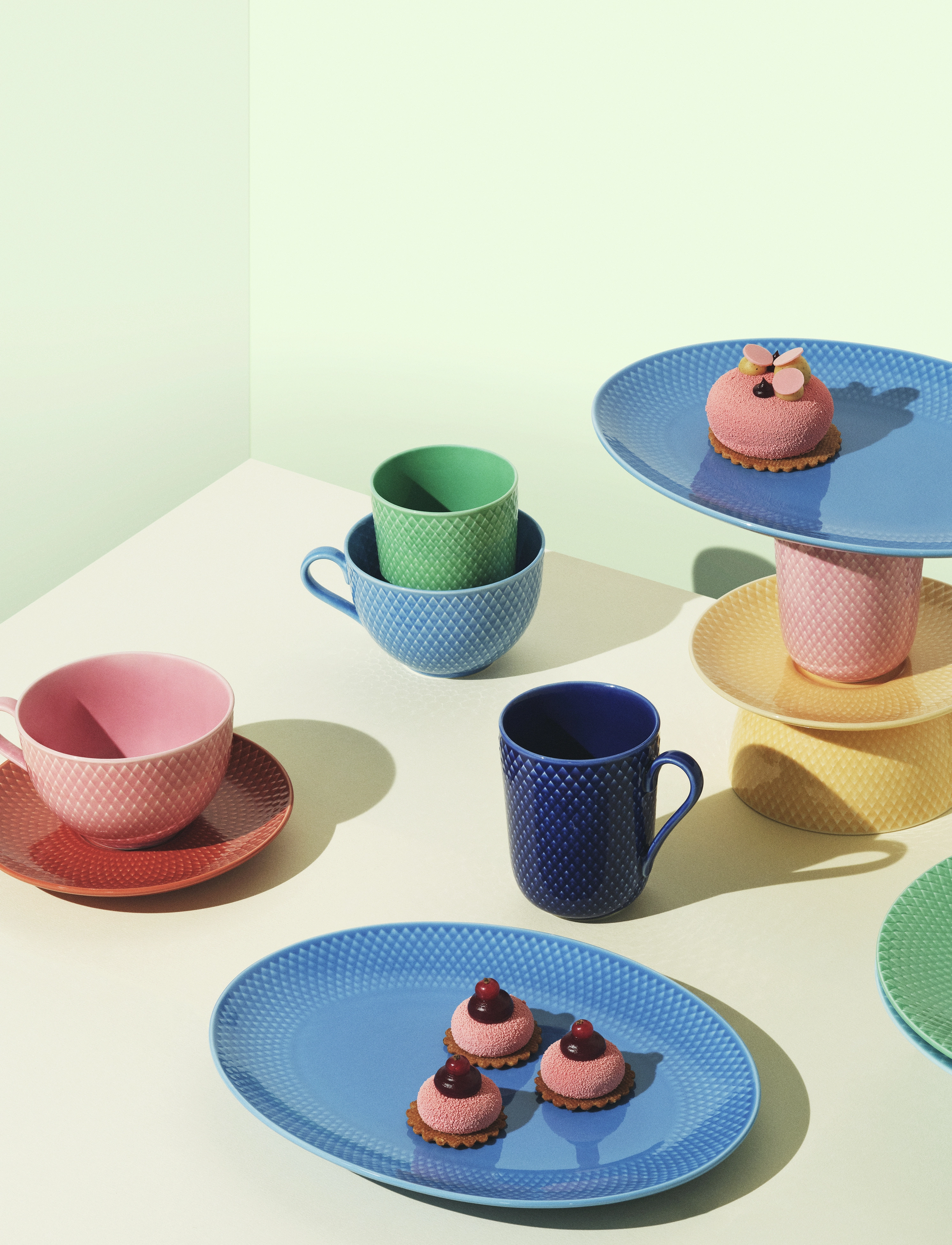 Lyngby Porcelæn - Rhombe Color Soup plate - nudelteller - green - 5