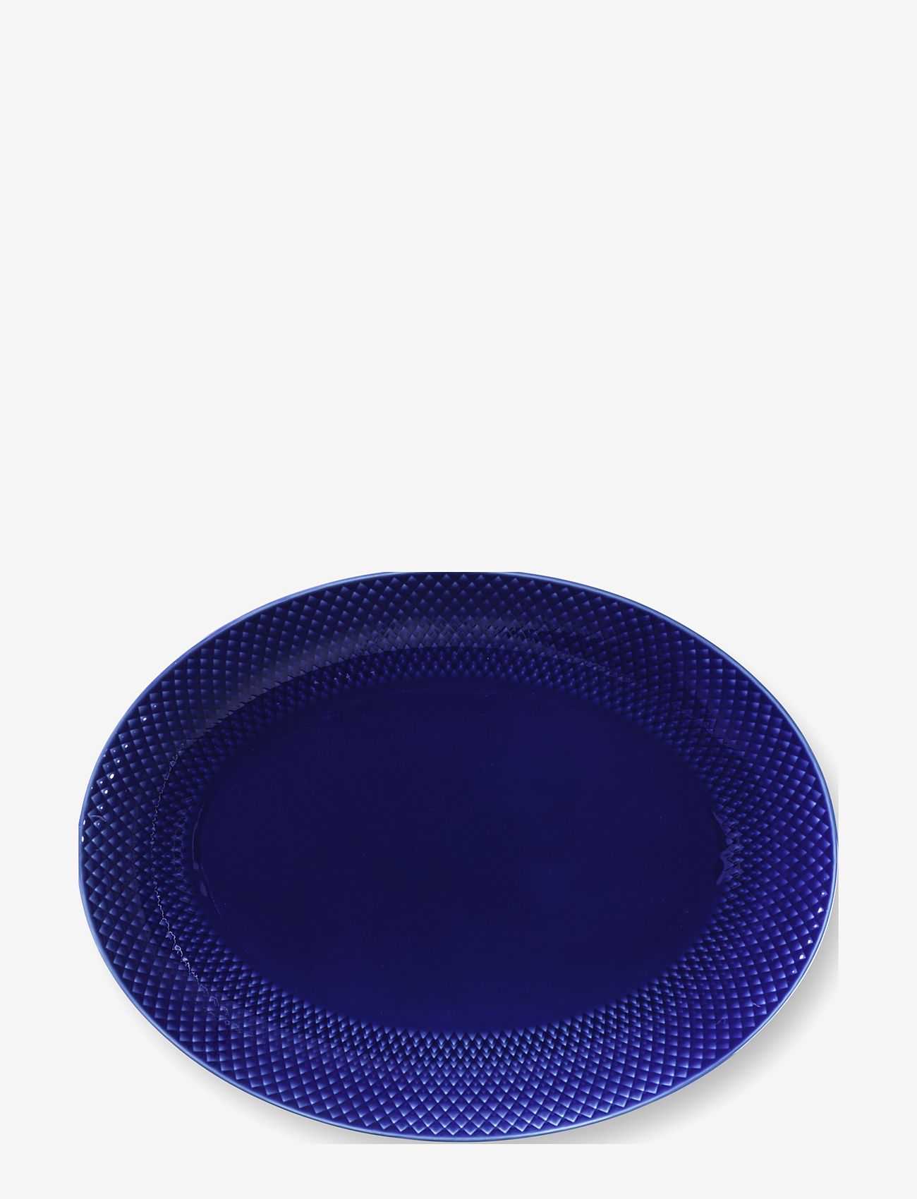 Lyngby Porcelæn - Rhombe Color Ovalt serveringsfad 35x26.5 mørk blå - middagstallerkner - dark blue - 1
