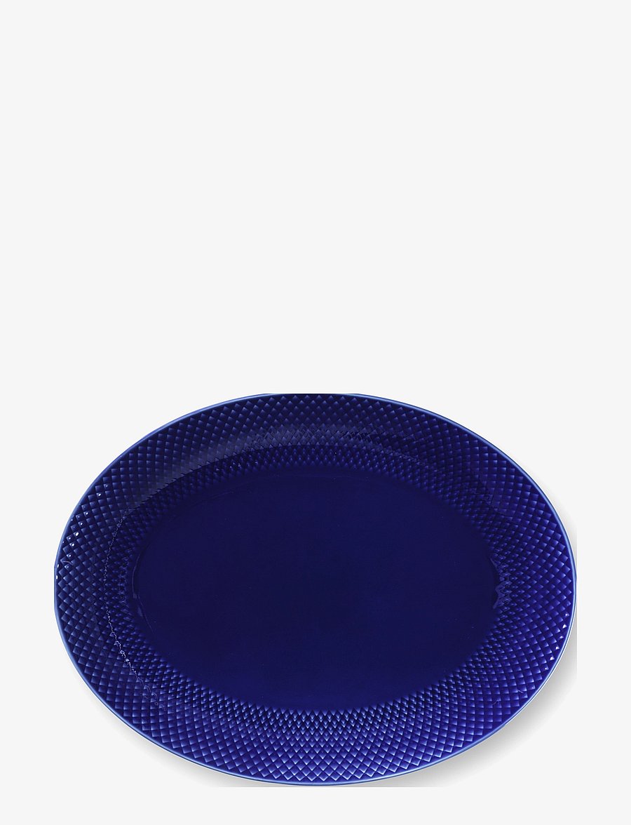 Lyngby Porcelæn - Rhombe Color Ovalt serveringsfad 35x26.5 mørk blå - køb efter pris - dark blue - 1