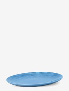 Rhombe Color Ovalt serveringsfad 28.5x21.5 blå, Lyngby Porcelæn