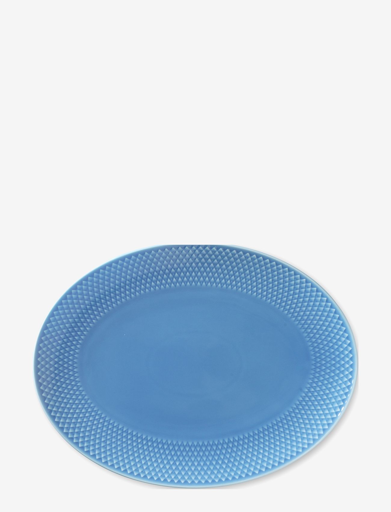 Lyngby Porcelæn - Rhombe Color Oval serveringsfat 28.5x21.5 blå - mattallrikar - blue - 1
