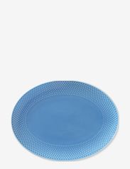 Lyngby Porcelæn - Rhombe Color Ovalt serveringsfad 28.5x21.5 blå - middagstallerkner - blue - 1