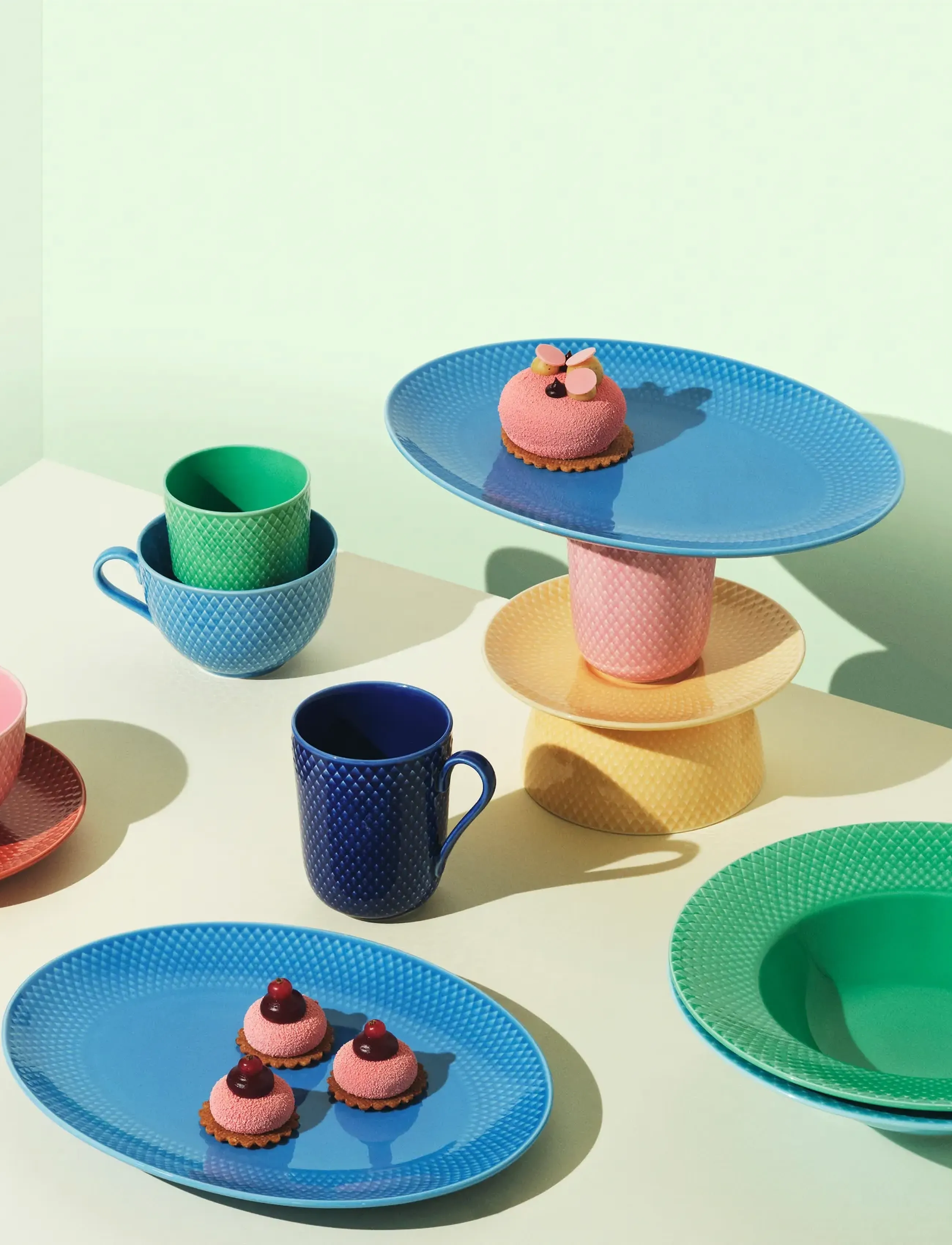 Lyngby Porcelæn - Rhombe Color Oval serveringsfat 28.5x21.5 blå - blue - 3