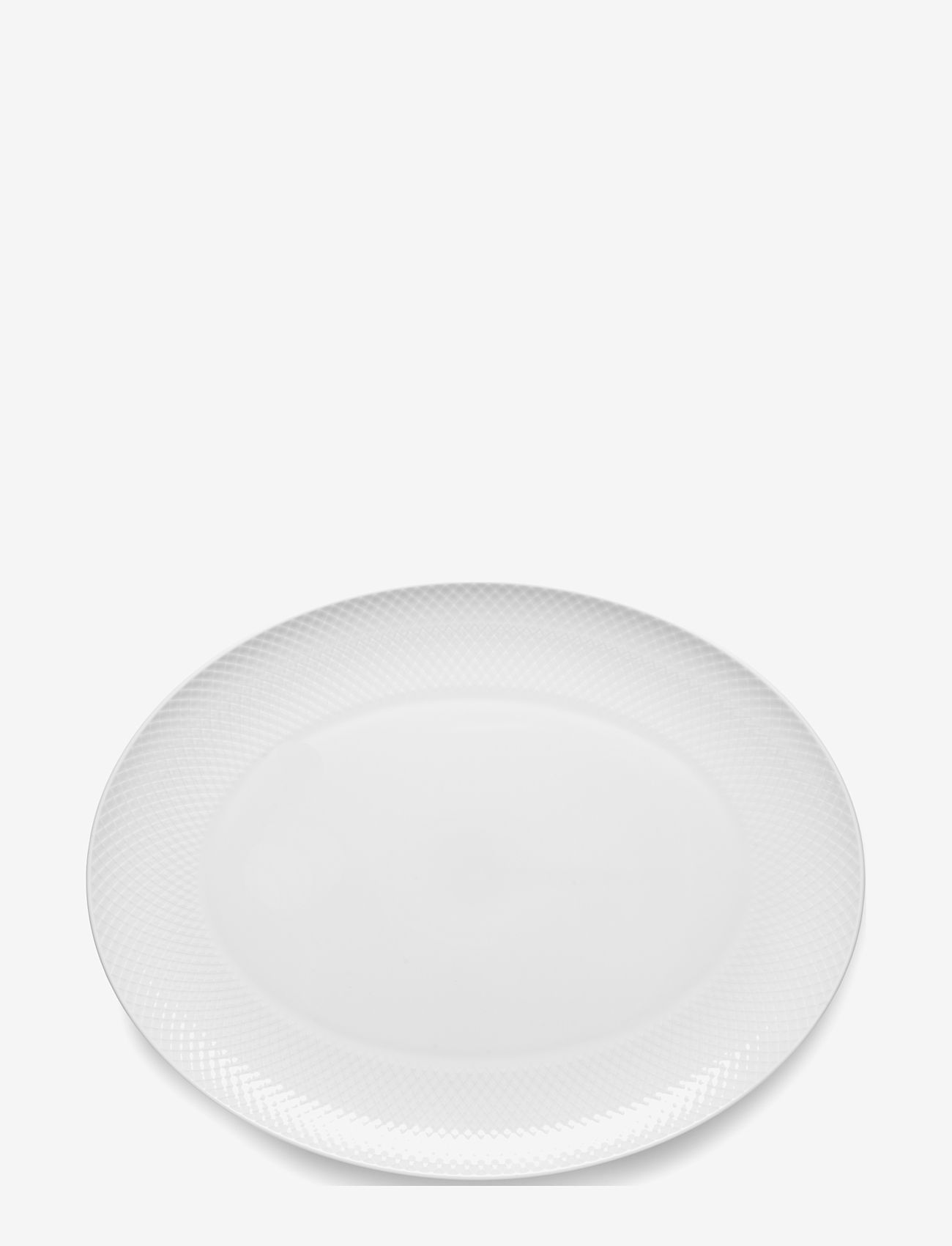 Lyngby Porcelæn - Rhombe Oval serveringsfat 42x32 vit - serveringsfat & uppläggningsfat - white - 0