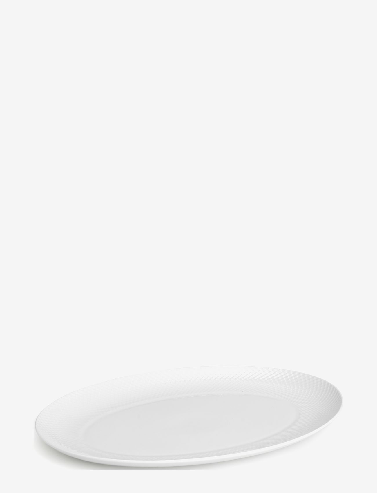 Lyngby Porcelæn - Rhombe Ovalt serveringsfad 42x32 hvid - serverings & anretningsfade - white - 1