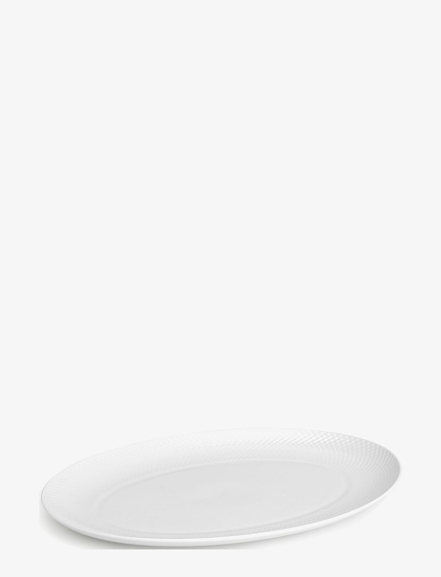 Lyngby Porcelæn - Rhombe Ovalt serveringsfad 42x32 hvid - køb efter pris - white - 1