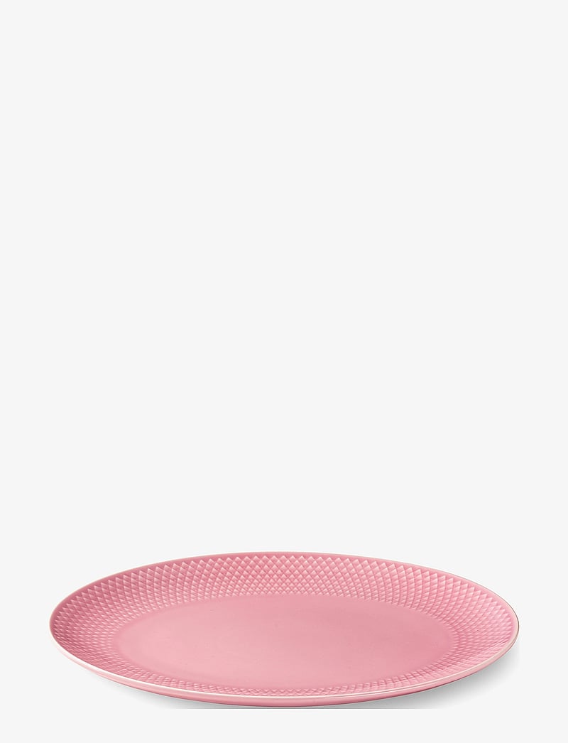 Lyngby Porcelæn - Rhombe Color Ovalt serveringsfad 28.5x21.5 - serverings- & anretningsfade - rose - 1