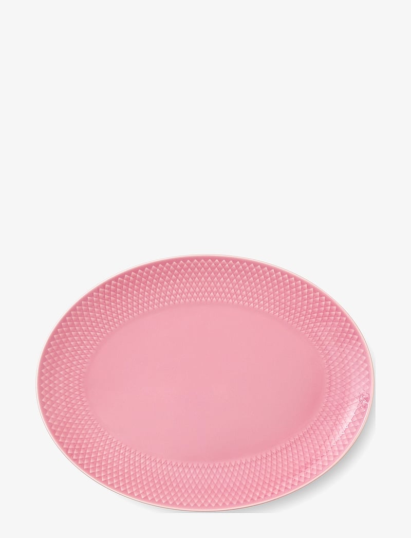 Lyngby Porcelæn - Rhombe Color Ovalt serveringsfad 28.5x21.5 - serverings- & anretningsfade - rose - 0