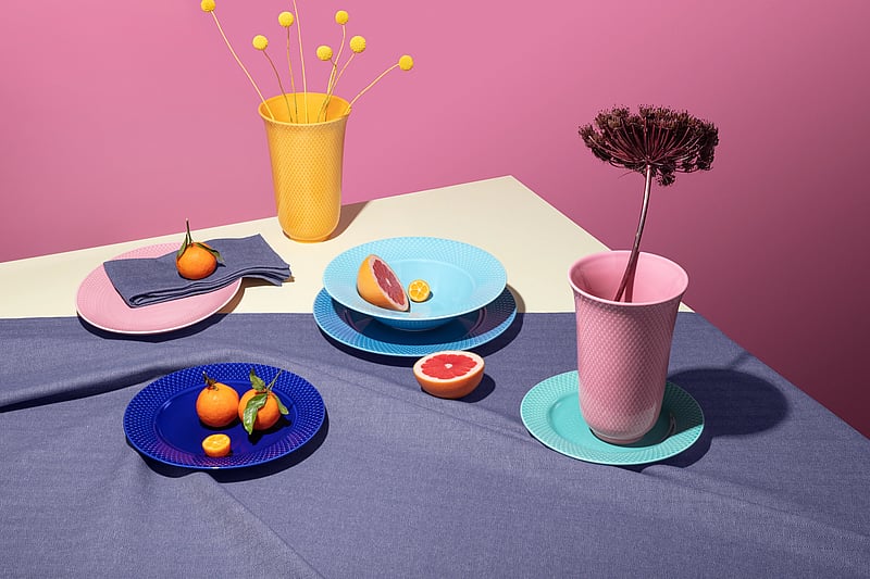 Lyngby Porcelæn - Rhombe Color Ovalt serveringsfad 28.5x21.5 - serverings- & anretningsfade - rose - 3