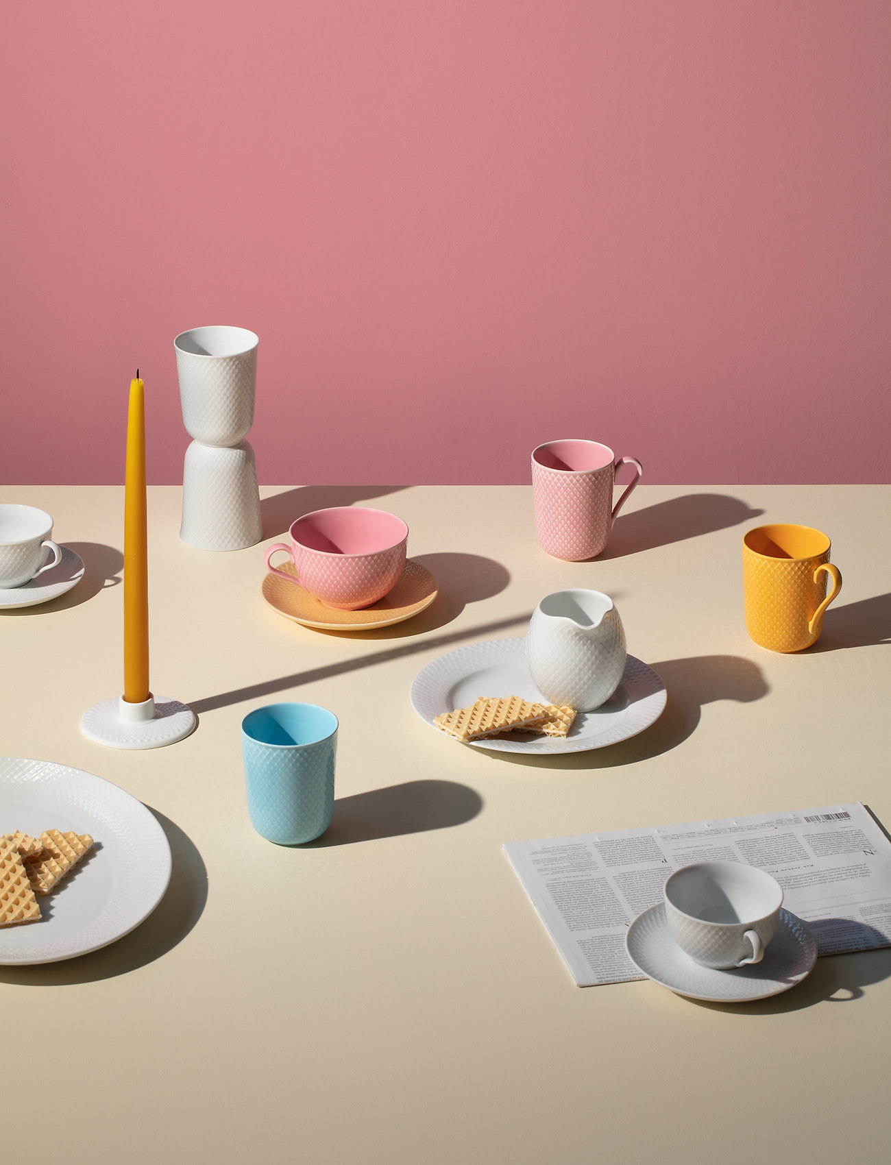 Lyngby Porcelæn Rhombe Color Krus Med Hank 33 Cl, 33 cl, Pink, Kopper & Krus > Kaffekopper, Unisex