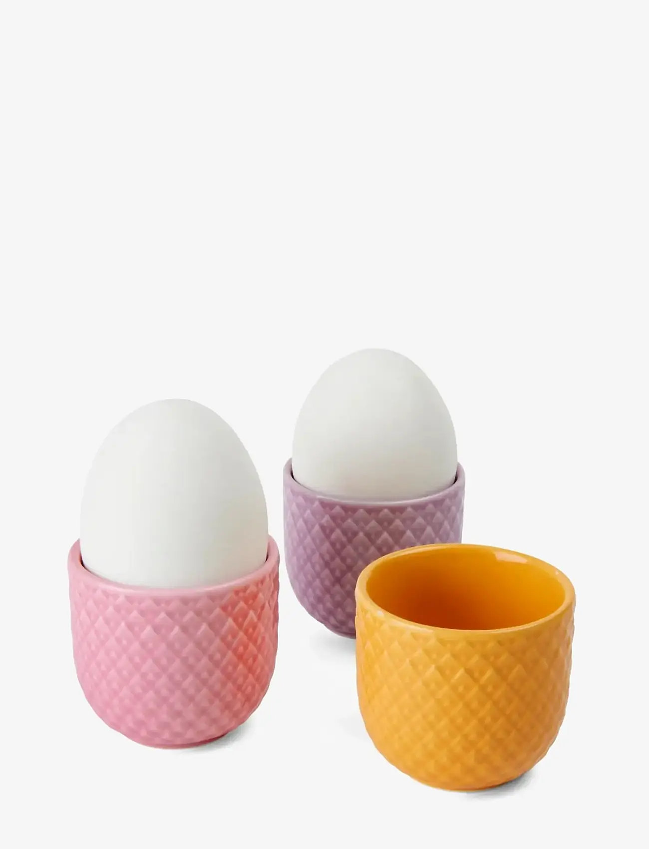 Lyngby Porcelæn - Rhombe Color Egg cup Ø5 cm yellow/rose/lilac 3 pcs. - eierbecher - yellow/rose/lilac - 1