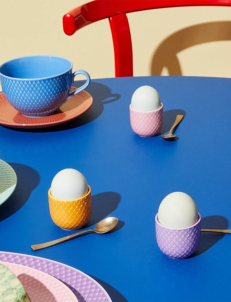 Lyngby Porcelæn - Rhombe Color Egg cup Ø5 cm yellow/rose/lilac 3 pcs. - eierbecher - yellow/rose/lilac - 3