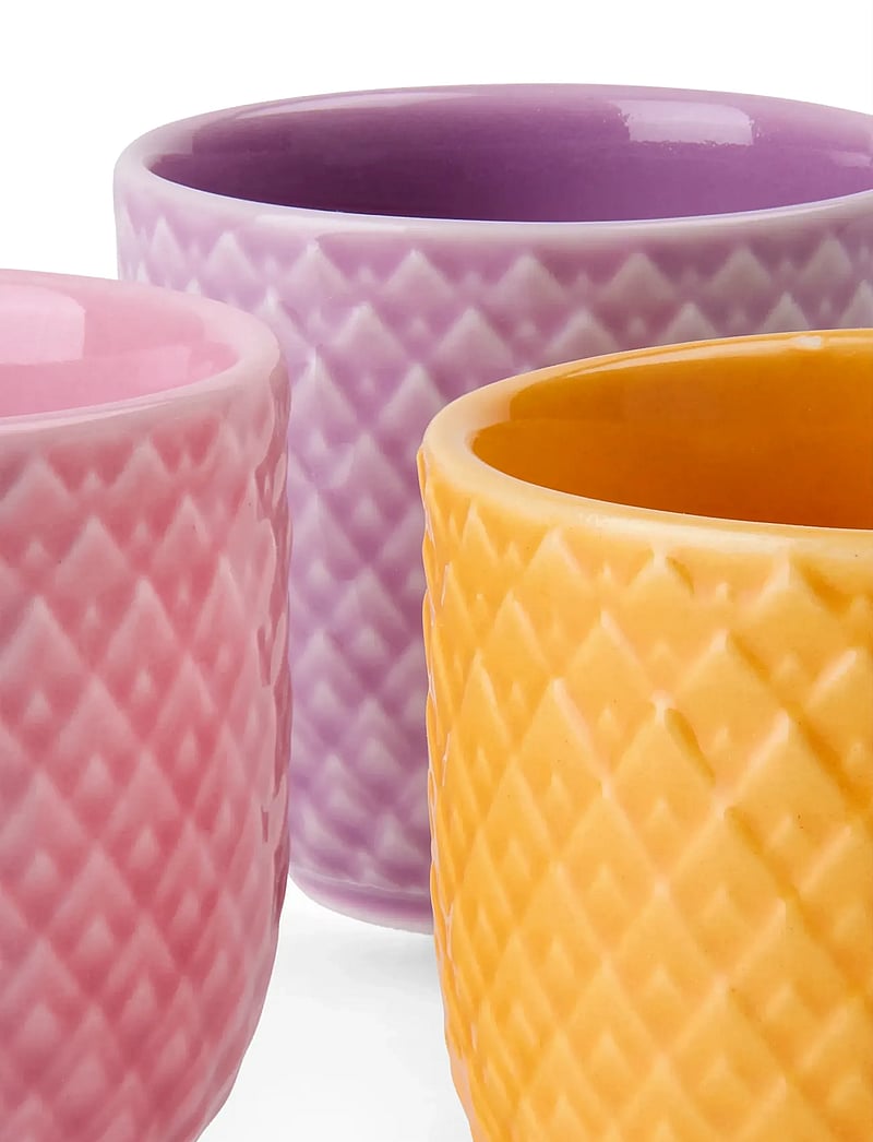 Lyngby Porcelæn - Rhombe Color Egg cup Ø5 cm yellow/rose/lilac 3 pcs. - eierbecher - yellow/rose/lilac - 4