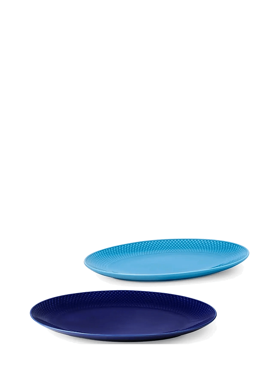 Lyngby Porcelæn - Rhombe Color Ovale dishes 35x26,5 dark blue (201953) 28.5x21.5 blue (201954) - assiettes plates - blue - 1