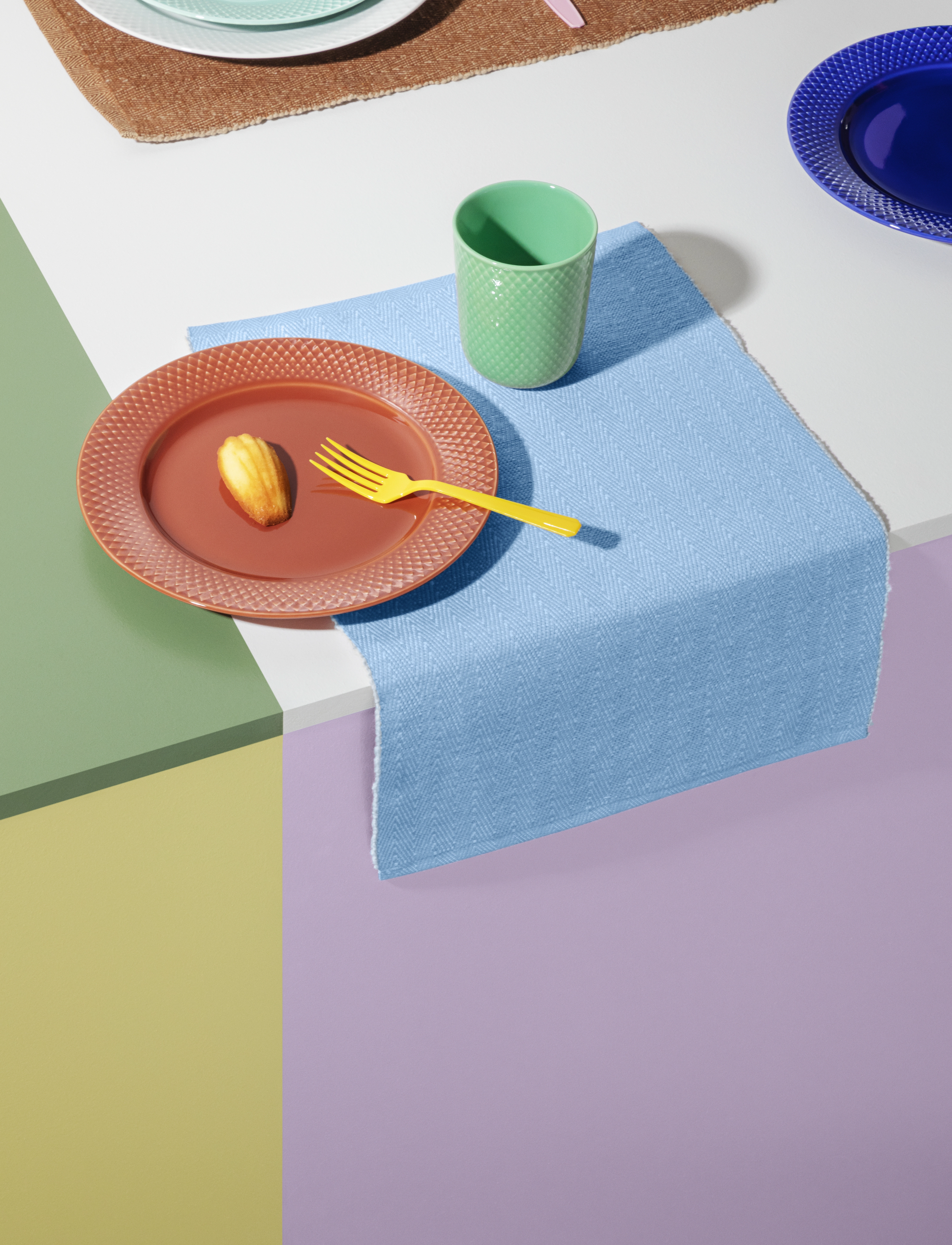 Lyngby Porcelæn - Herringbone Place mat 43x30 cm turquoise - turquoise - 1