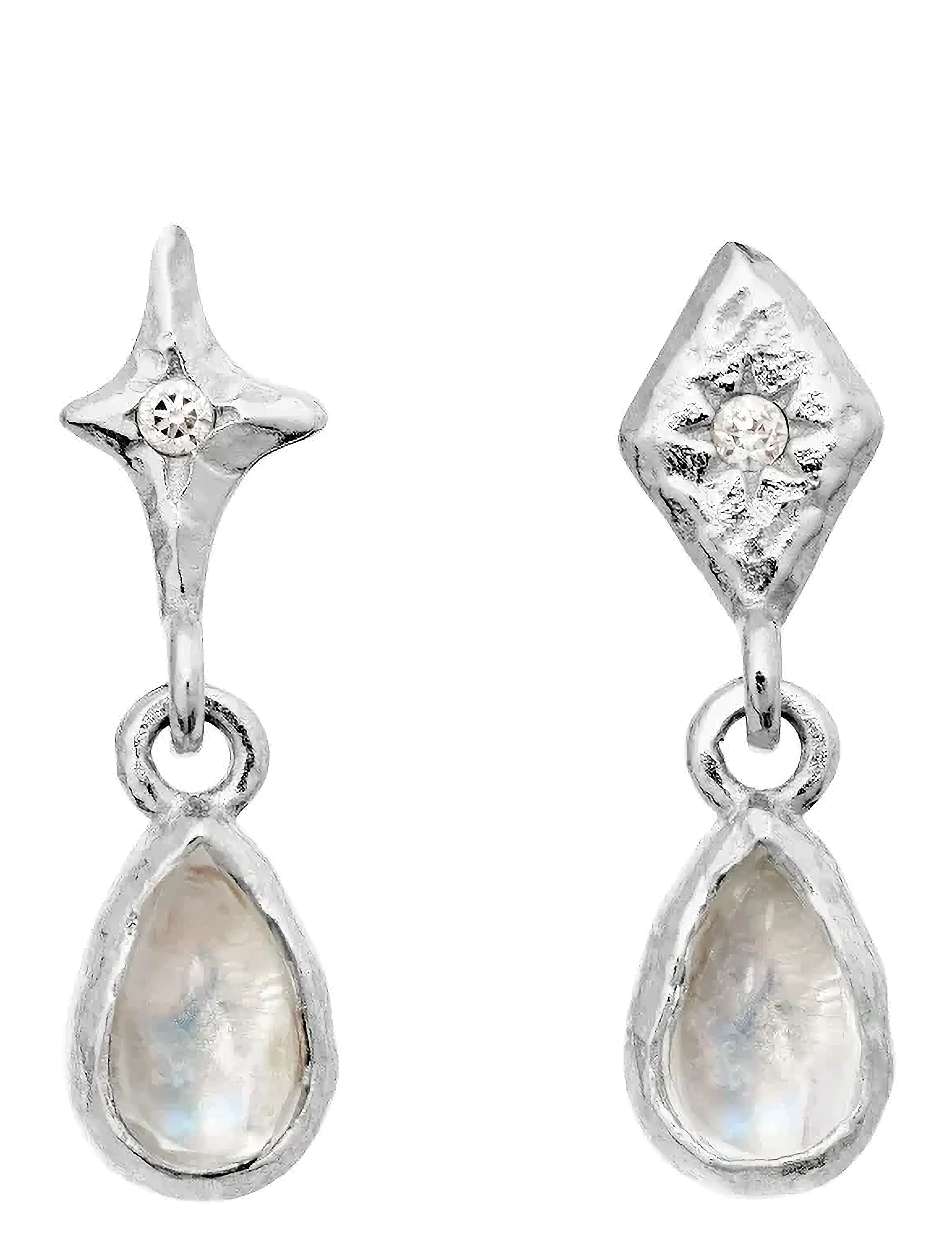 Maanesten Poco Earrings, Kvinder, Månesten Dråbe Øreringe, Sølv, Str: ONE SIZE