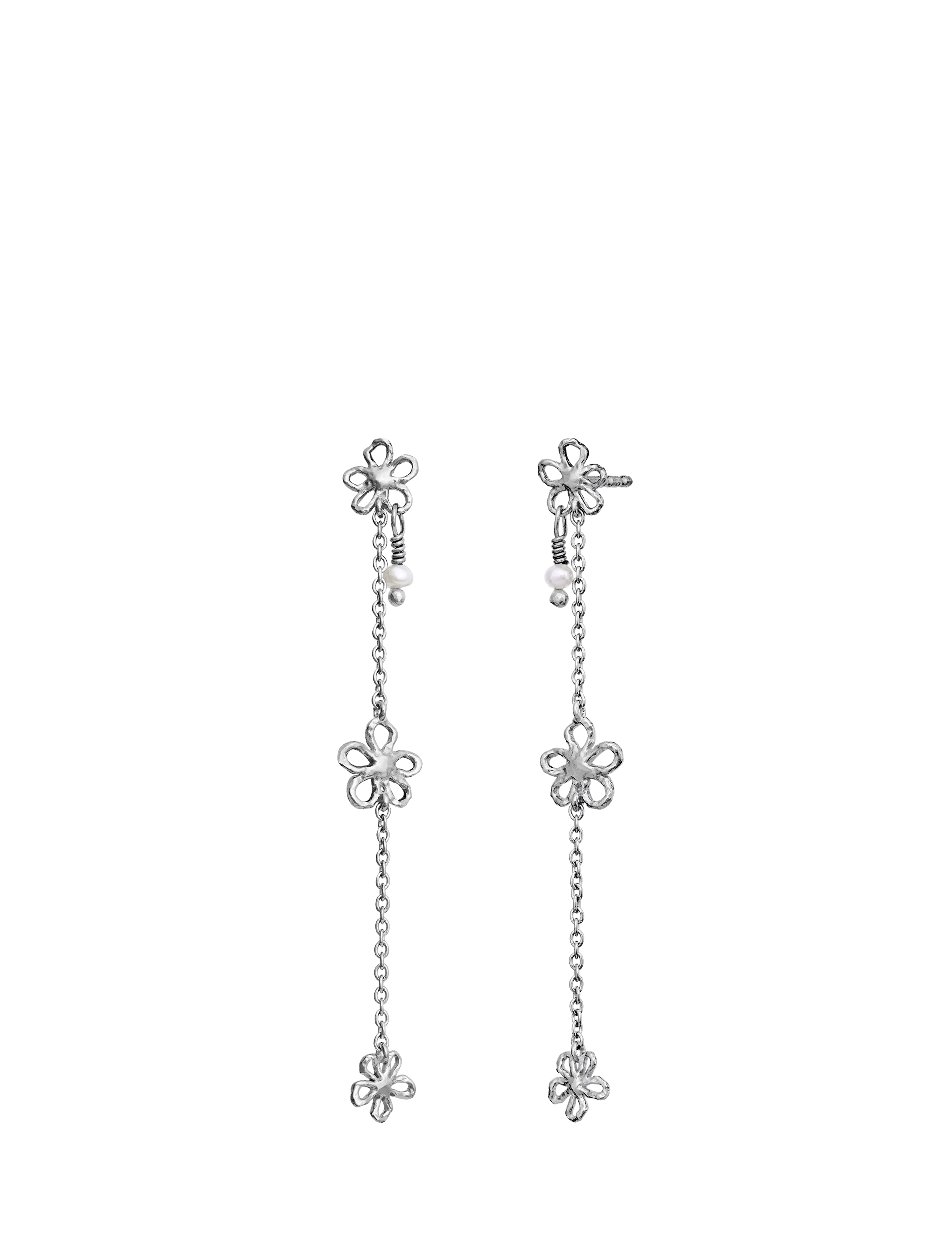 Maanesten - Felixa Earrings - perleøredobber - silver - 2