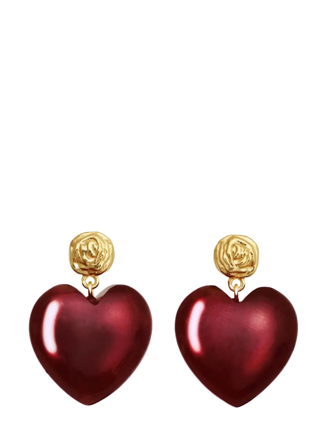Rosy Heart Earrings - 1015