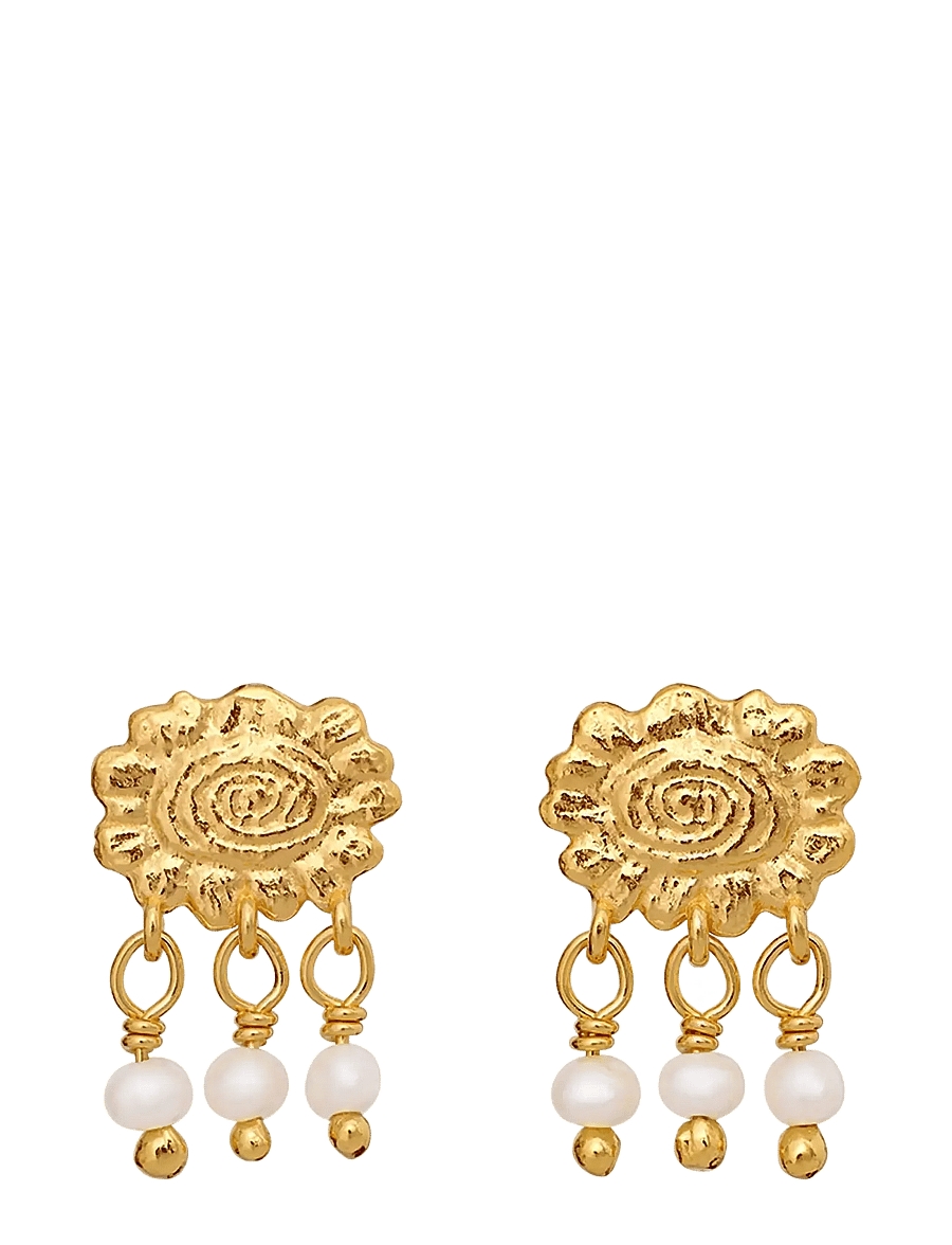 Maanesten - Lena Earrings - perleøreringe - gold - 0