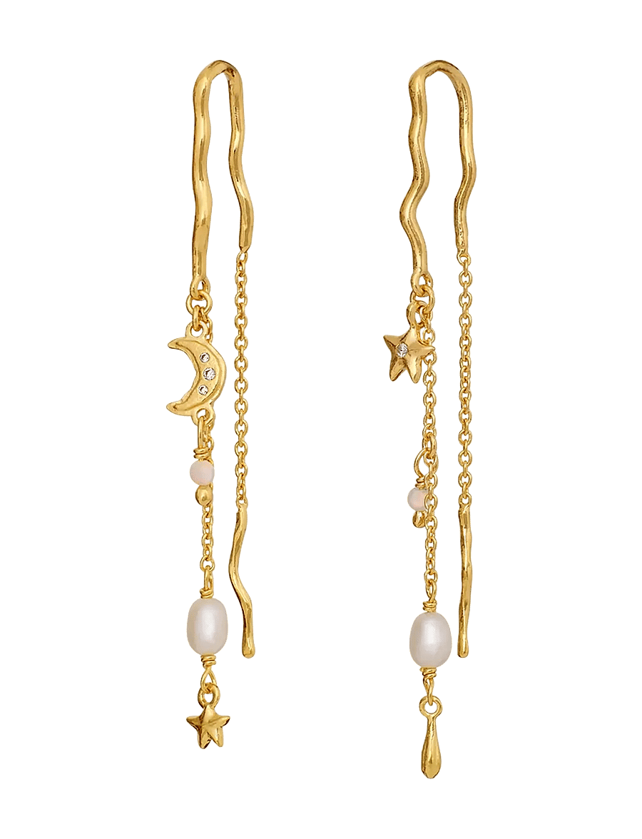 Maanesten - Luzia Earrings - perleøreringe - gold - 0
